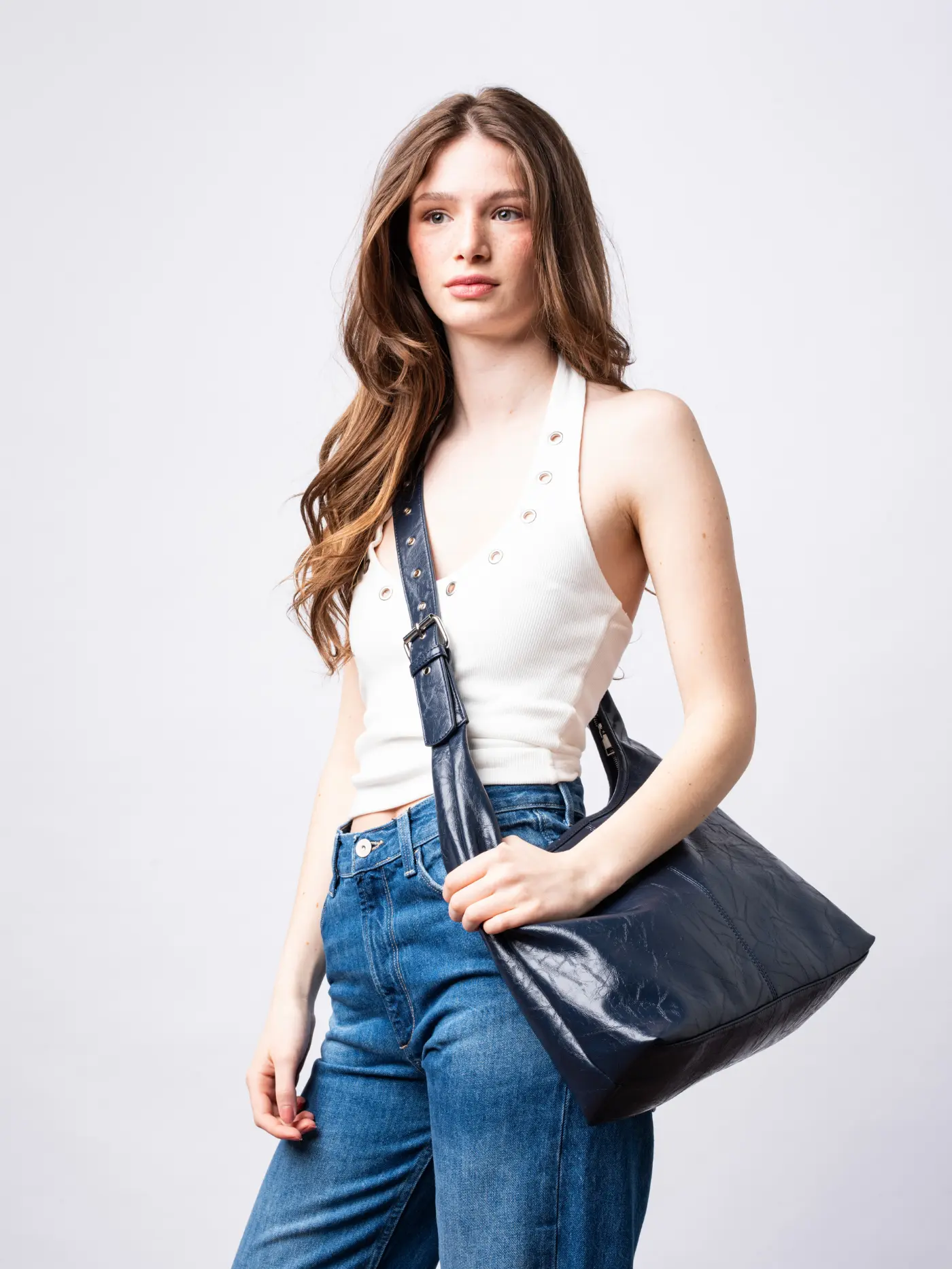 Crossbody Scarlett Distressed Leather Tote - Image 39