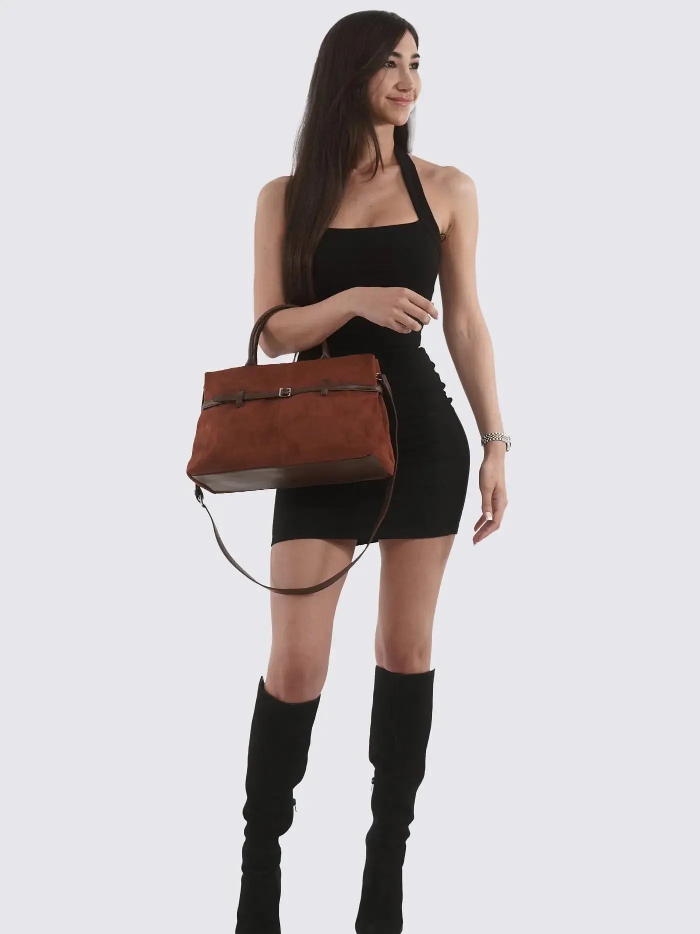 Suede Shopper with Adjustable Strap - Image 10